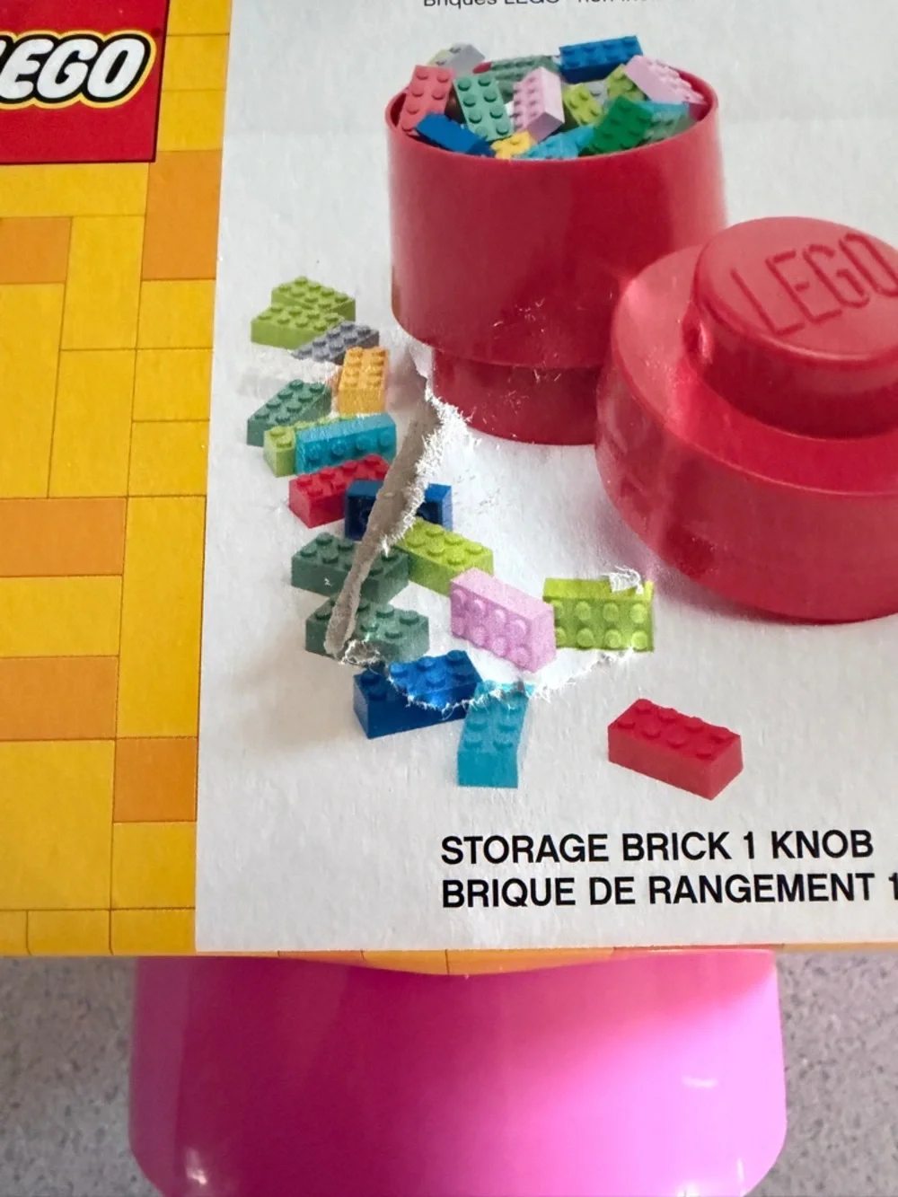 New Lego Storage Brick 1 Knob Pink Organizer Single Round 5" Ages 3+ - Picture 2 of 4